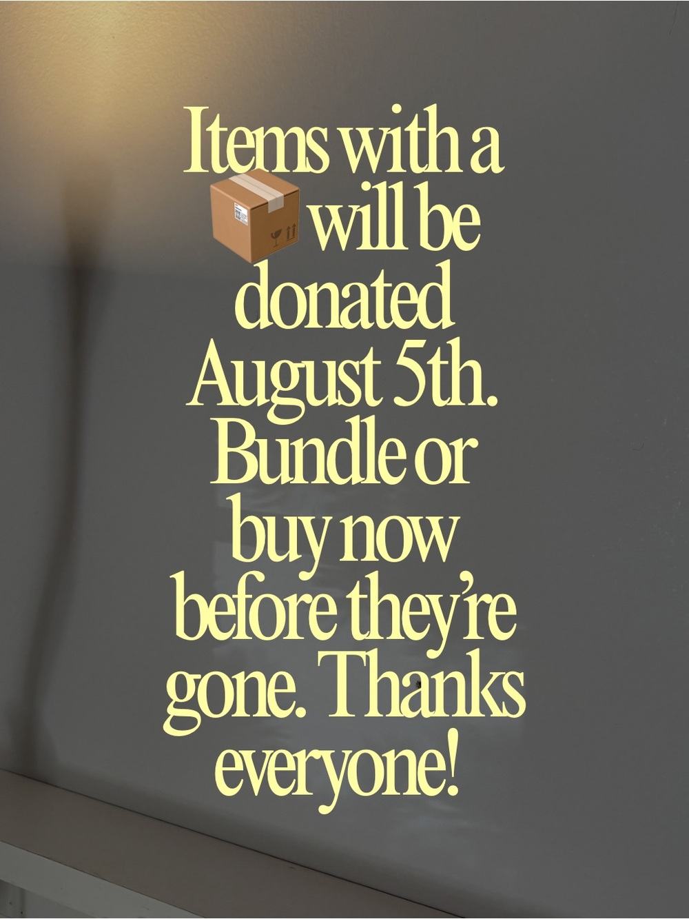 Items with a 📦 will be donated